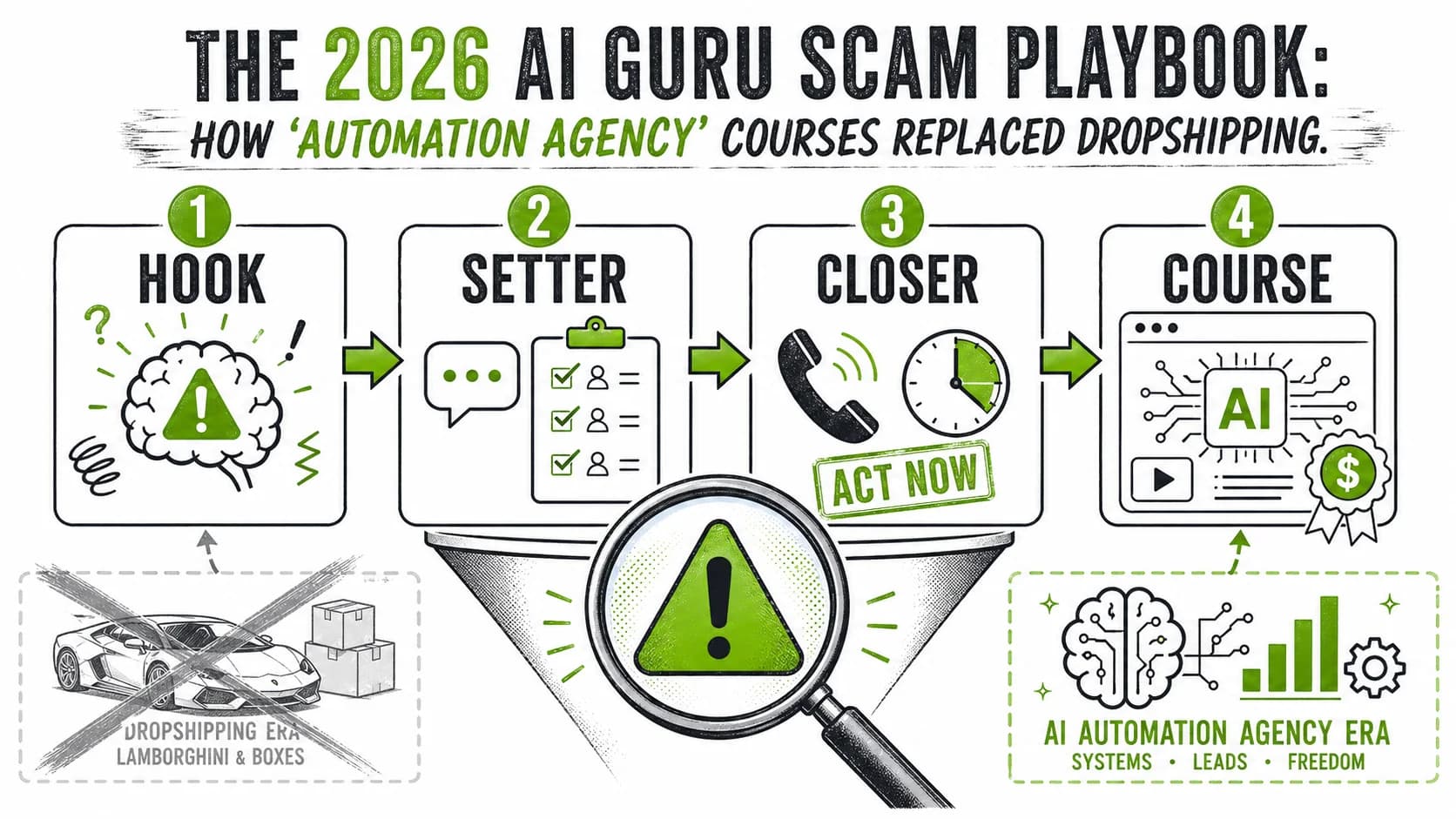 The 2026 AI Guru Scam Playbook: How 'Automation Agency' Courses Replaced Dropshipping