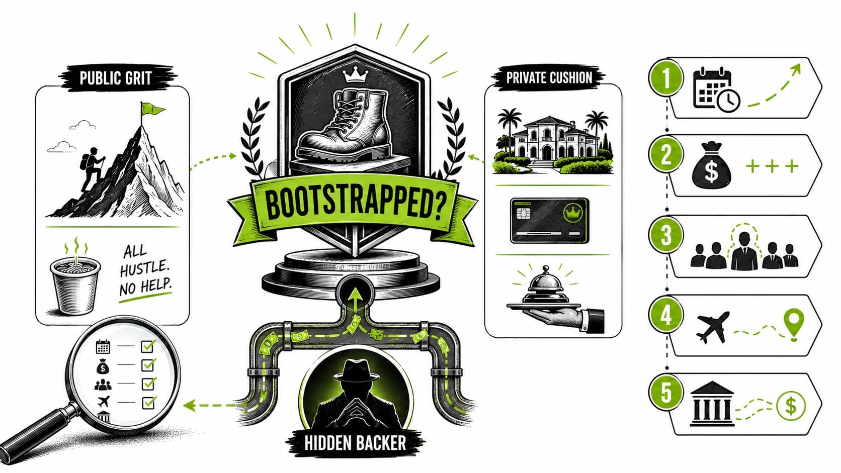 "Why Your Favorite 'Bootstrapped' Founder Probably Has a Secret Sugar Daddy (And How to Spot the Signs)"slug: bootstrapped-founder-secret-sugar-daddy-how-to-spot-signs