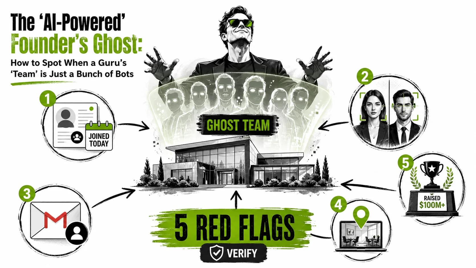 The 'AI-Powered' Founder's Ghost: How to Spot When a Guru's 'Team' is Just a Bunch of Bots