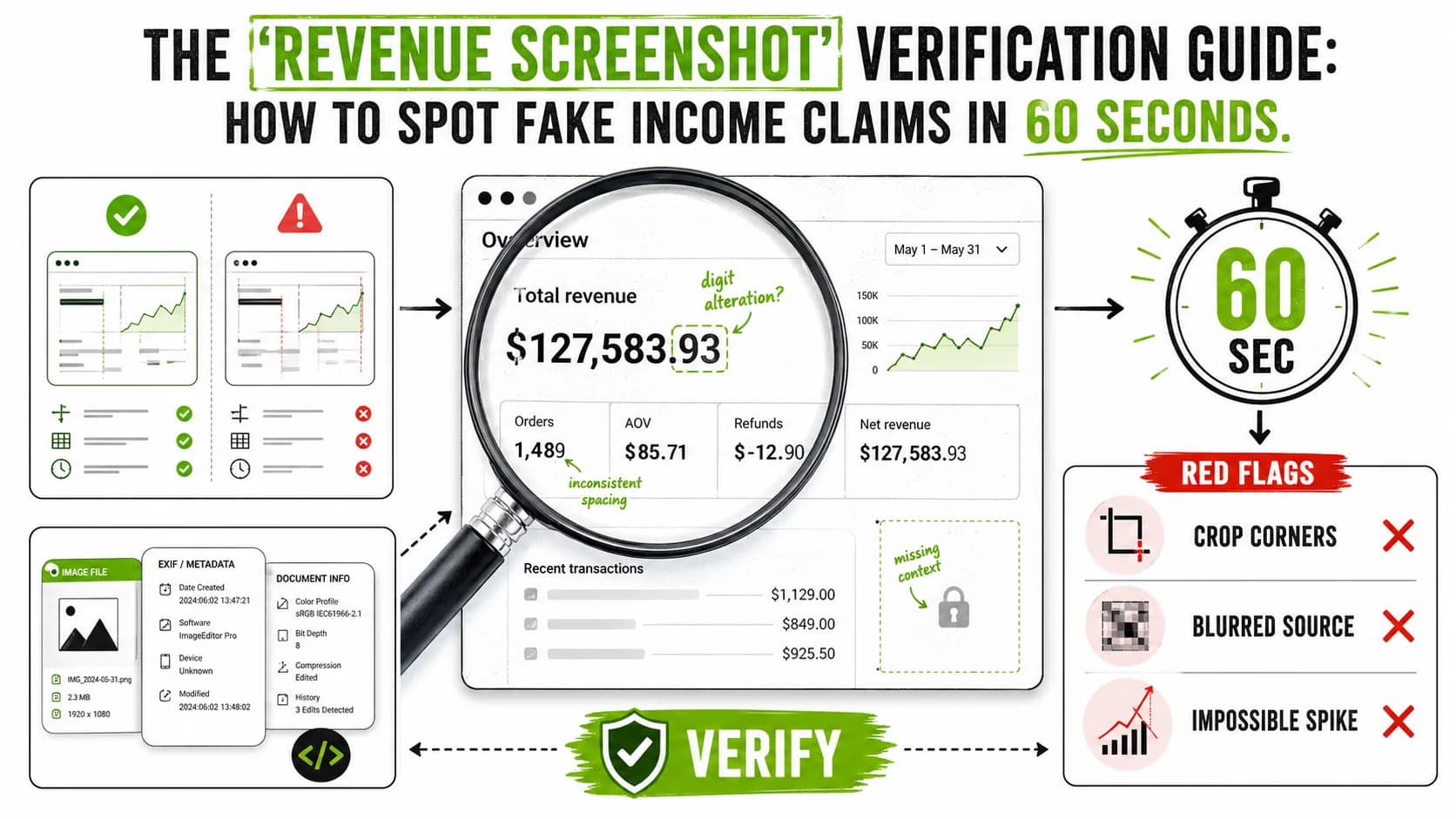 The 'Revenue Screenshot' Verification Guide: How to Spot Fake Income Claims in 60 Seconds