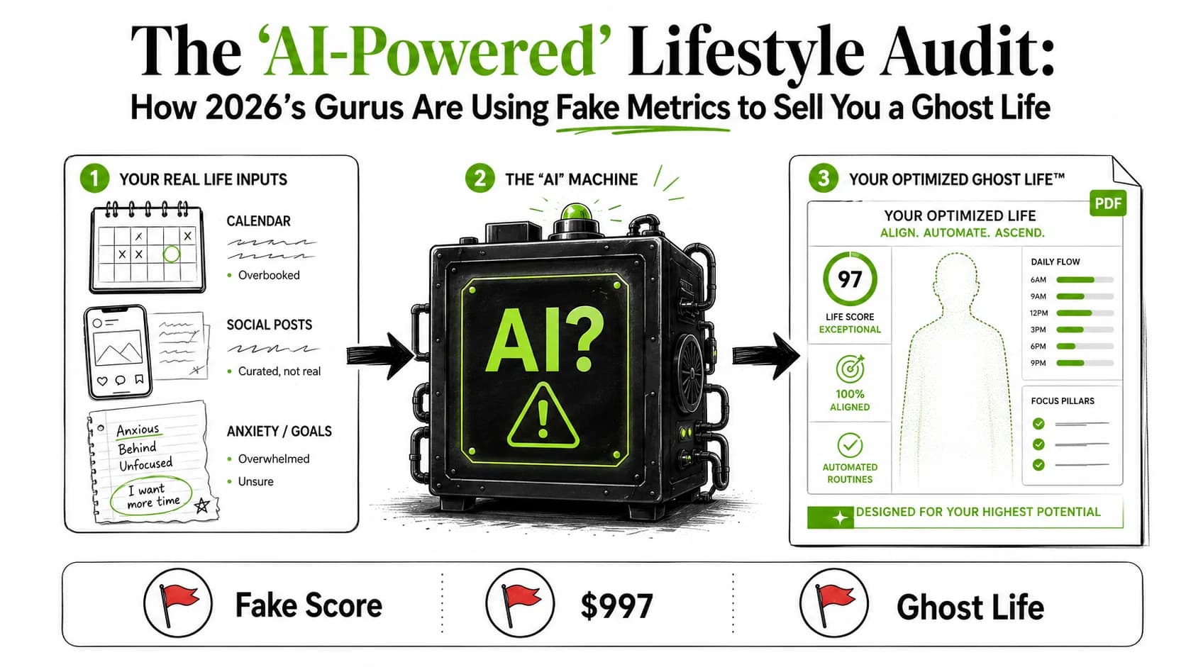 The 'AI-Powered' Lifestyle Audit: How 2026's Gurus Are Using Fake Metrics to Sell You a Ghost Life