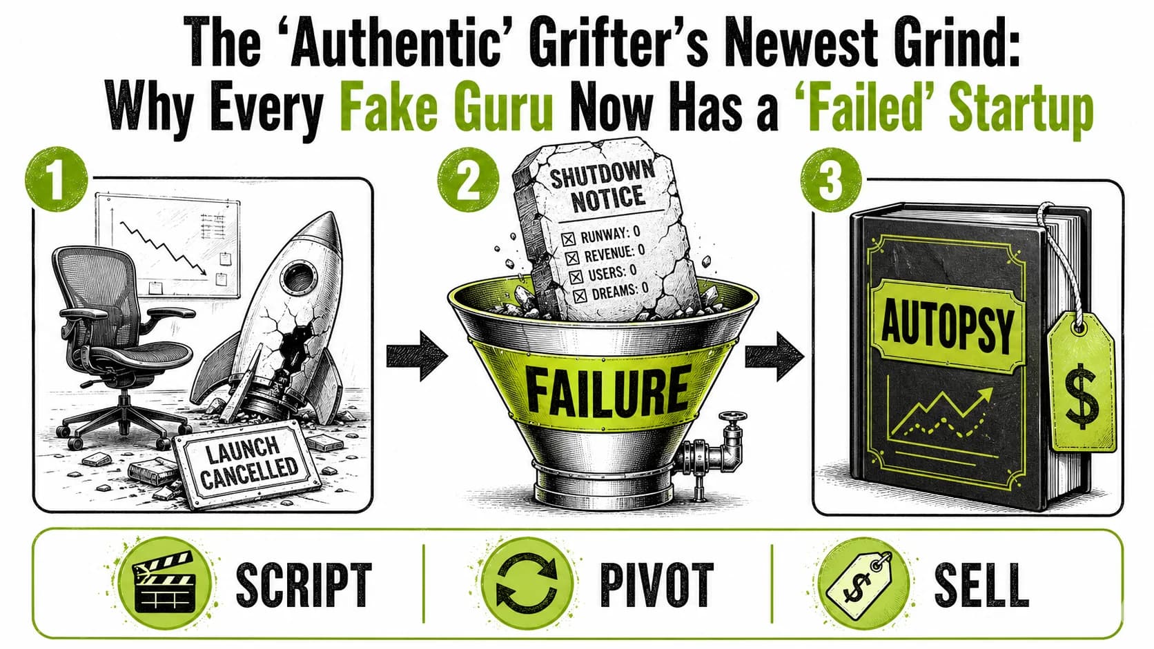 The 'Authentic' Grifter's Newest Grind: Why Every Fake Guru Now Has a 'Failed' Startup