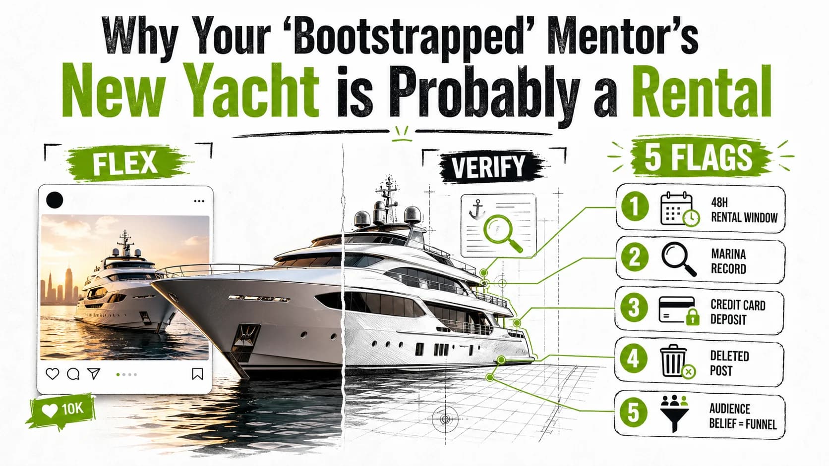Why Your 'Bootstrapped' Mentor's New Yacht is Probably a Rental