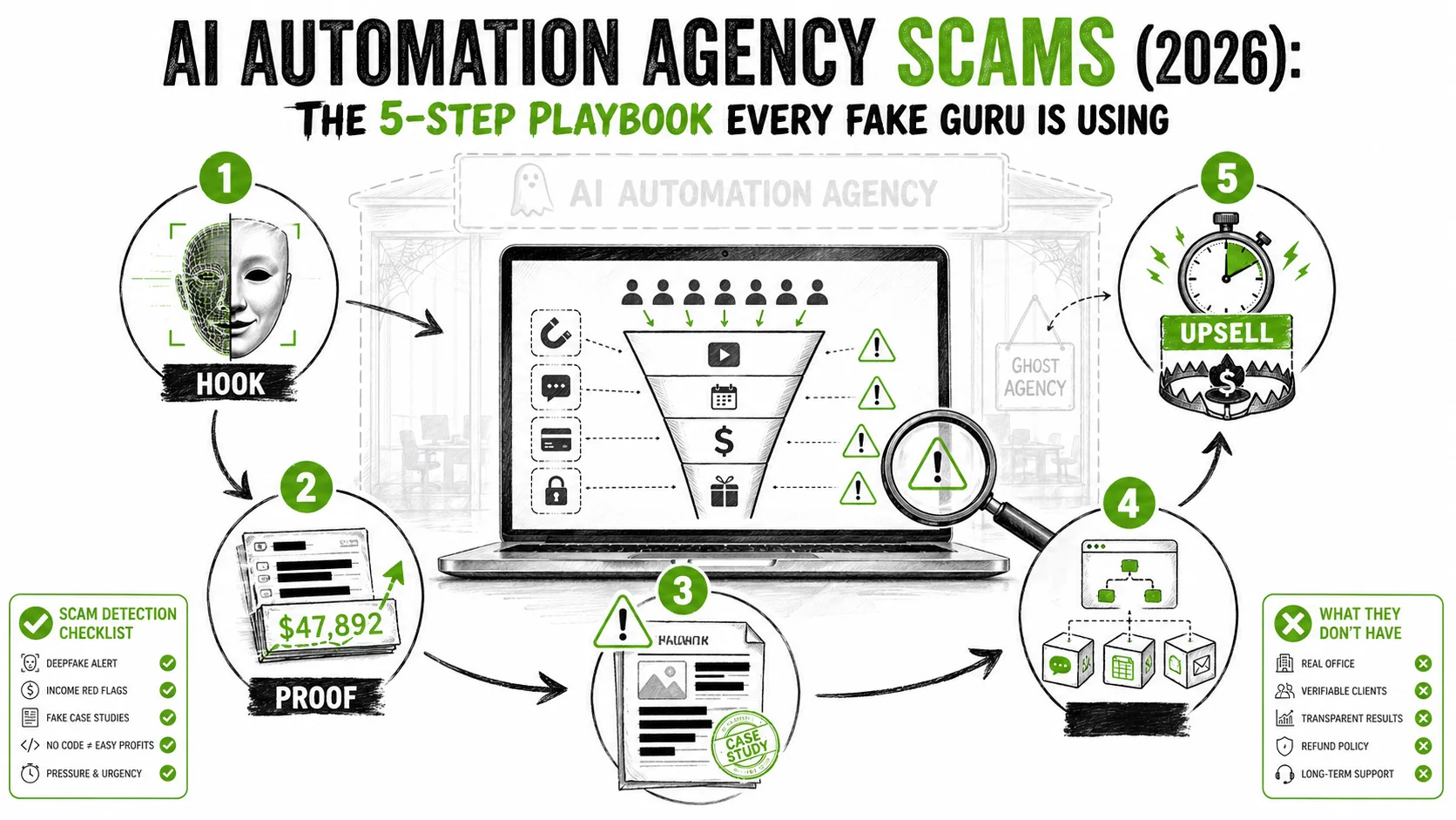 AI Automation Agency Scams (2026): The 5-Step Playbook Every Fake Guru is Using