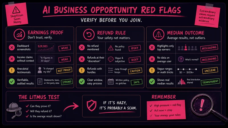 AI Business Opportunity Scams: FTC Red Flags Before You Join the Next Coaching Call decision map