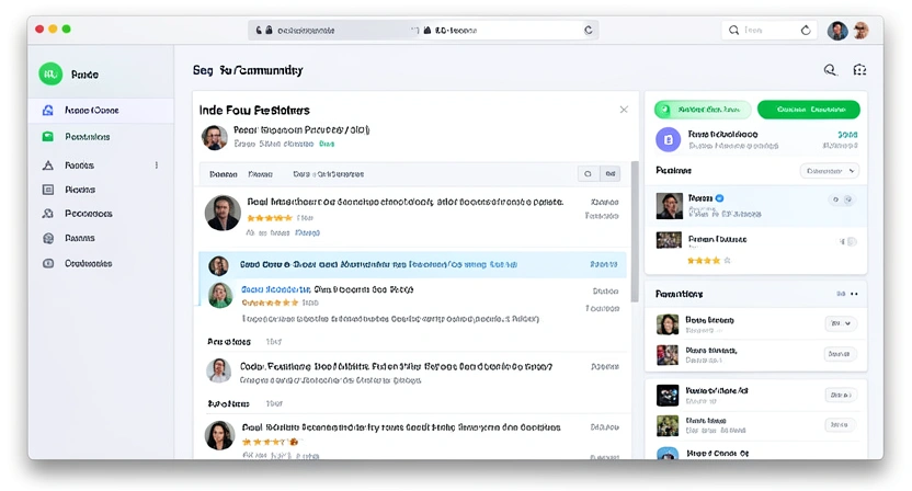 Screenshot of a curated list on a platform like Indie Hackers or a community forum, showing user profiles with tags like 