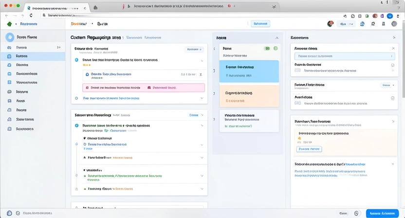 Screenshot of a complex, color-coded Notion page titled 