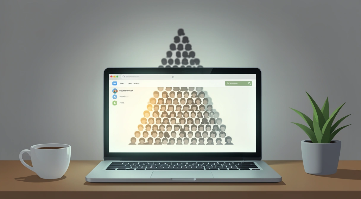 Illustration of a digital pyramid scheme disguised as a community startup