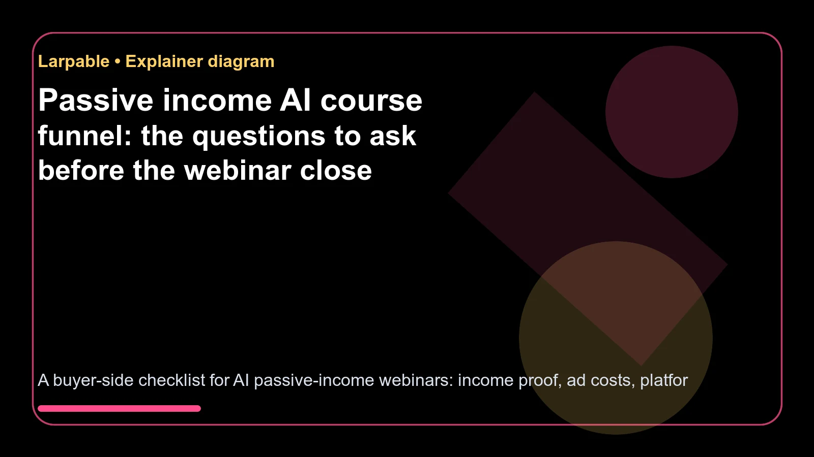 Passive income AI course funnel: the questions to ask before the webinar close - context