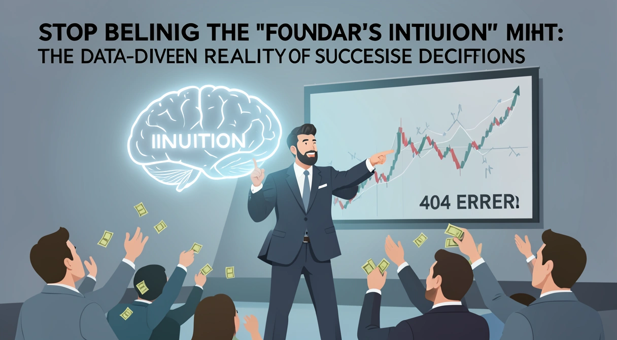 A satirical illustration of a charismatic guru on a stage, pointing to a glowing brain labeled 