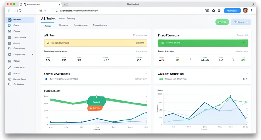 Screenshot of a sophisticated dashboard in a tool like Mixpanel or Amplitude, showing user funnel analysis, A/B test results with statistical significance markers, and cohort retention graphs.
