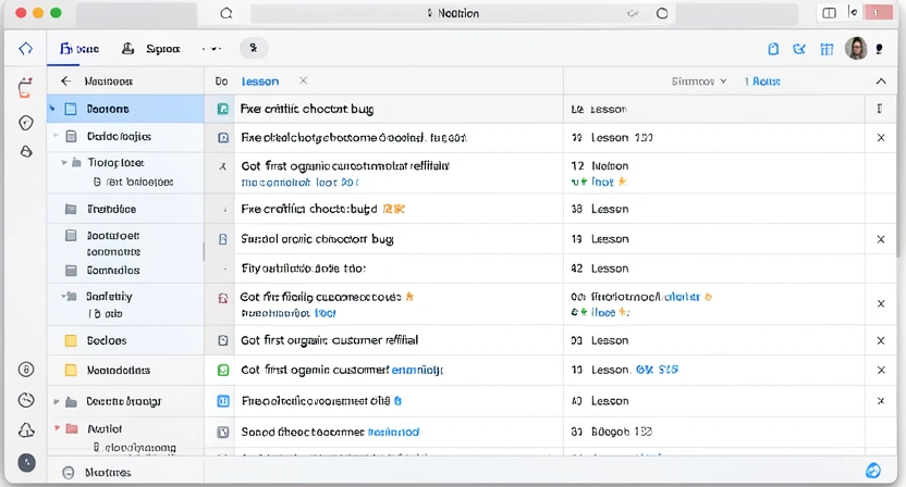 Screenshot of a Notion page template titled 