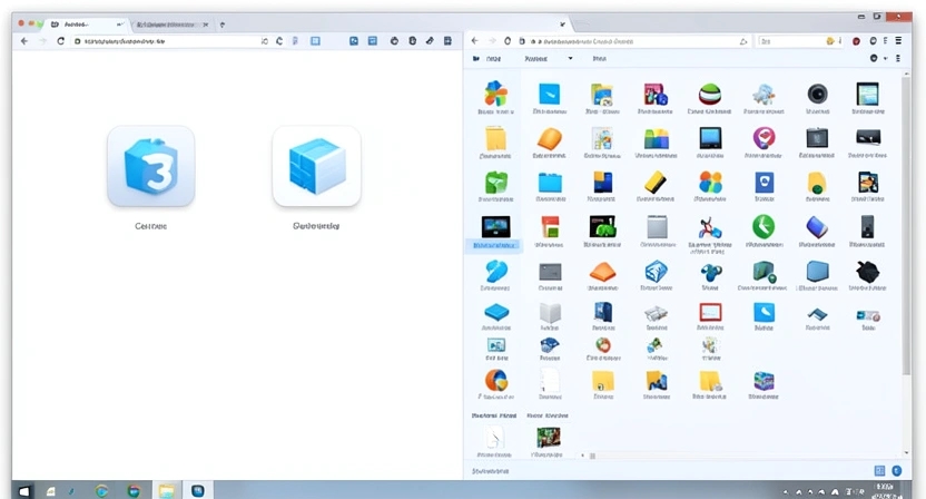 Side-by-side comparison: a clean, simple desktop with 3 icons vs. a cluttered desktop with 50+ app icons.