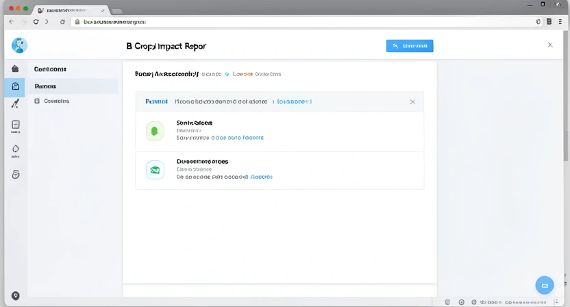 Screenshot of a public B Impact Report PDF for a fictional company. The screenshot is scrolled to the 